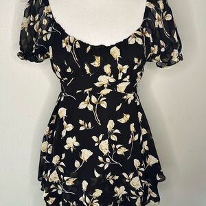 Papermoon Black Dress with Floral Design